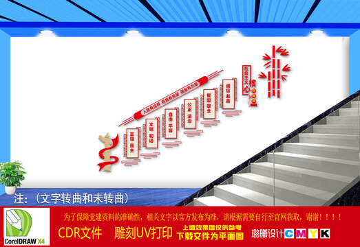 社会主义核心价值观楼梯文化墙