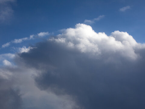 航拍视角下蓝天白云的背景图