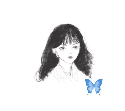 蝴蝶与女孩插画