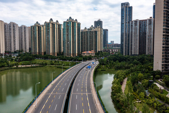 航拍湖南长沙城市景观