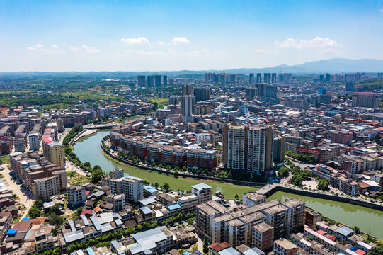 航拍湖南衡阳常宁市城市风光