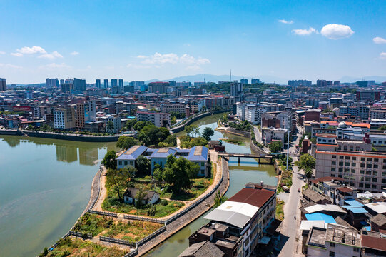 航拍湖南衡阳常宁市城市风光