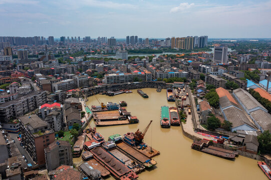 航拍湖南益阳市沅江市风光