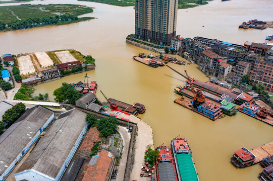 航拍湖南益阳市沅江市风光