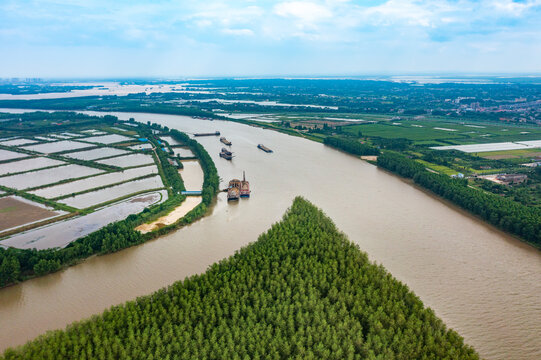 航拍湖南沅江南洞庭湖景观