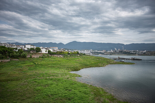 重庆忠县石宝寨小镇风光