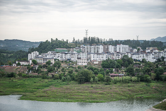 重庆忠县石宝寨小镇风光