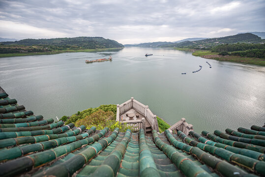 重庆石宝寨古建筑风光