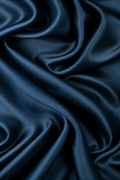 藏蓝色褶皱丝绸布料纹理