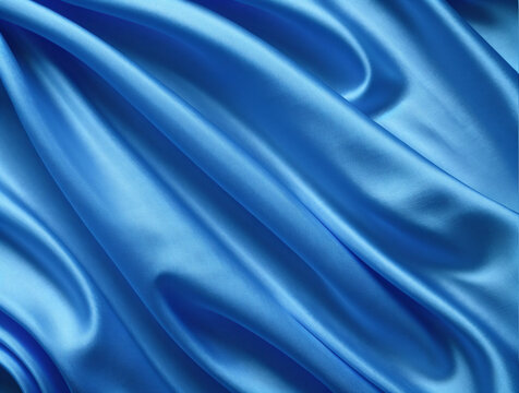 蓝色褶皱丝绸布料纹理