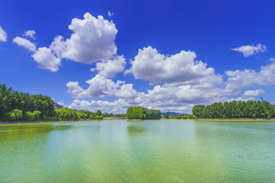 青州南阳湖碧水蓝天风景