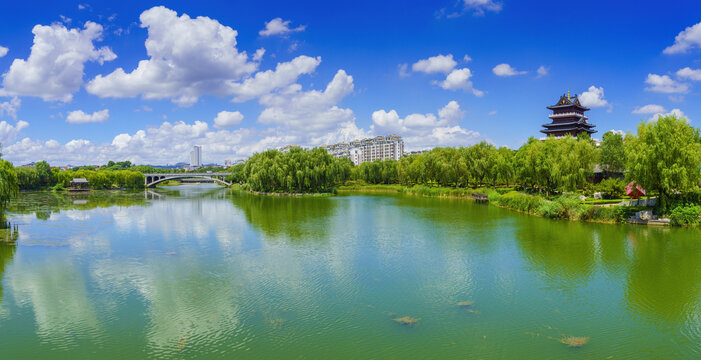 青州城市风光南阳河景区表海楼