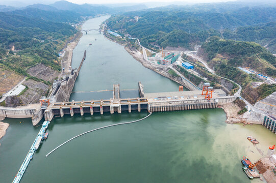 航拍湖南沅江五强溪大坝