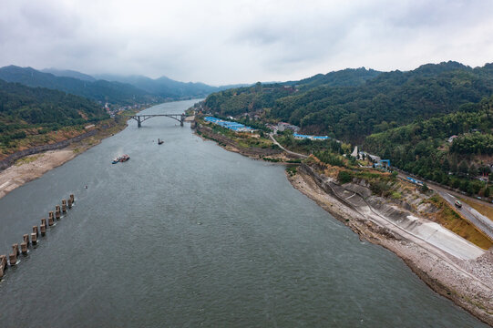 航拍湖南沅江五强溪大坝