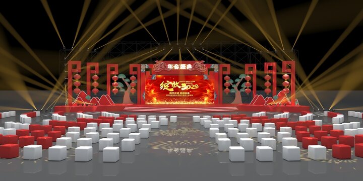 中式舞台3d模型