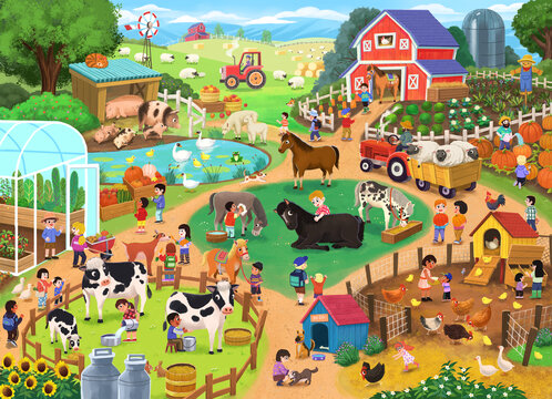 动物农场儿童卡通插画拼图
