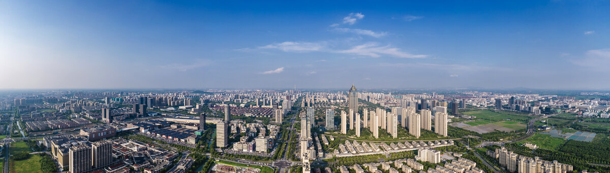 浙江海宁市城市风光全景