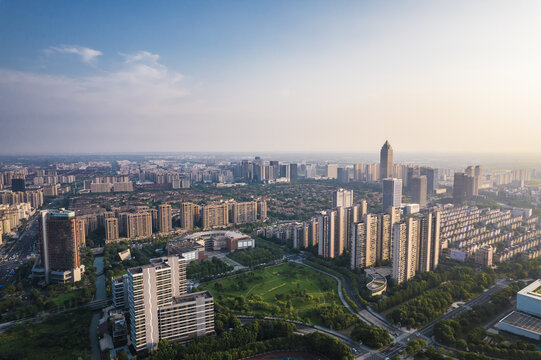 浙江海宁市城市风光航拍