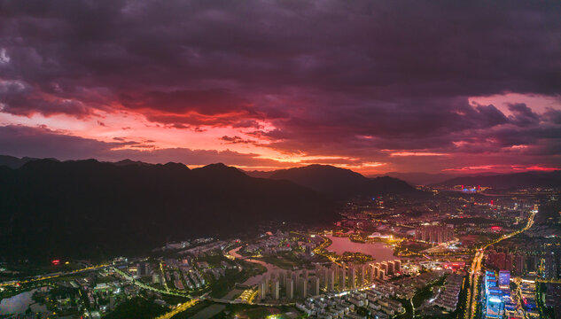 福州城市夕阳夜景