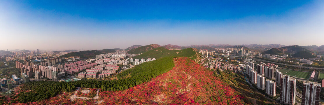 山东济南蝎子山全景秋天航拍