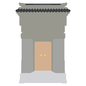 墙门立面插画图