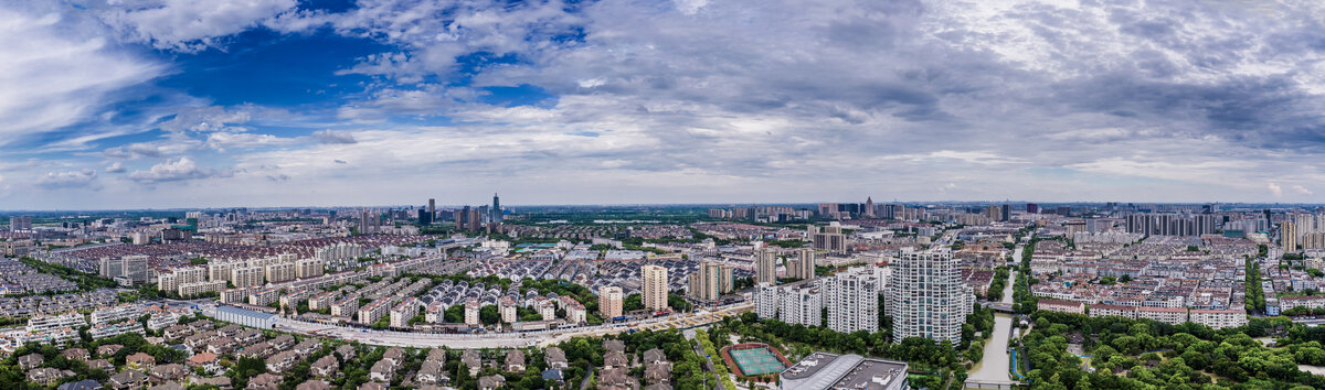 嘉兴桐乡城市风光全景