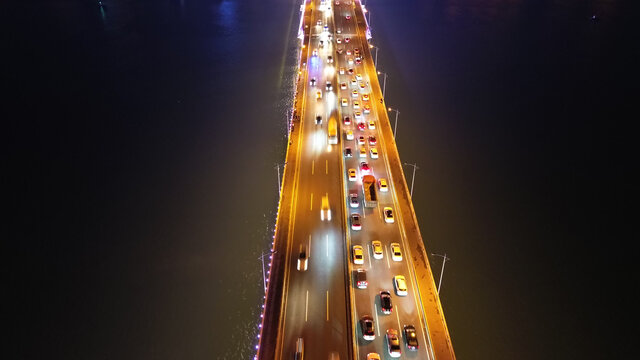 长沙三汊矶大桥夜景