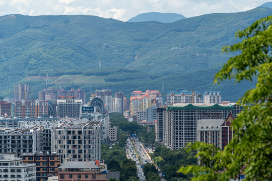 景洪市城市风光高视角