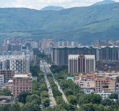 景洪市城市风光高视角