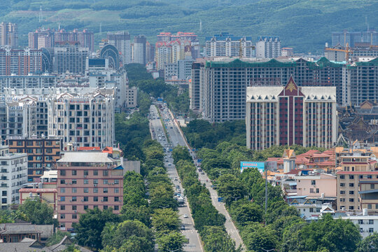 景洪市城市风光高视角