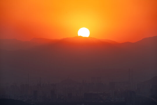 北京西山日落