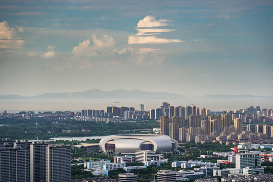 俯瞰湖州市城市风光