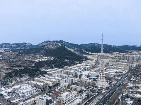 山东济南千佛山泉城公园航拍