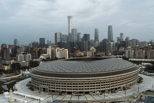 北京工人体育场和国贸建筑
