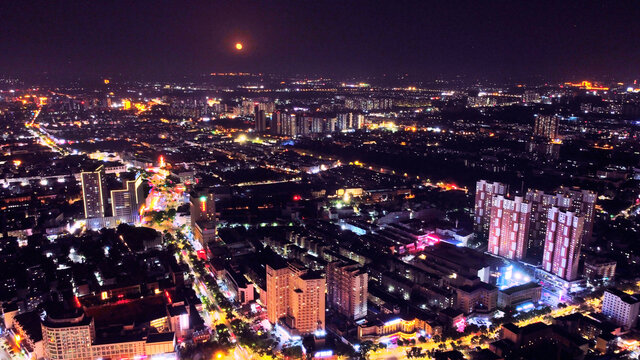 鸟瞰航拍城市夜景