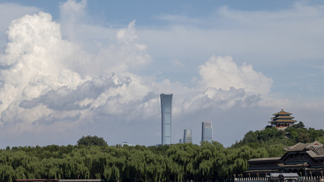 北京中国尊景山古今建筑对比