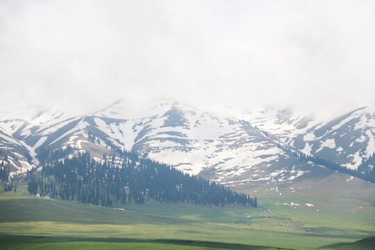新疆那拉提草原雪山自然景观