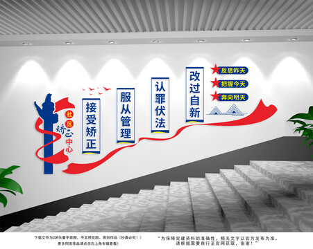 社区矫正中心楼梯文化墙