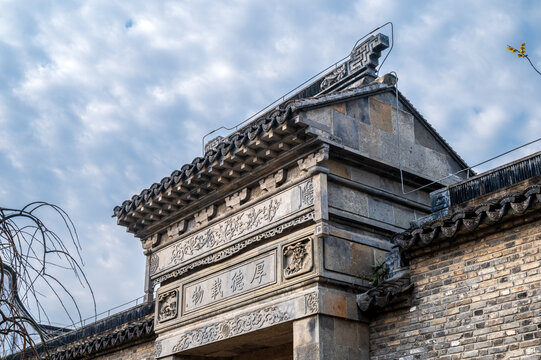 仿古徽派建筑门楼特写