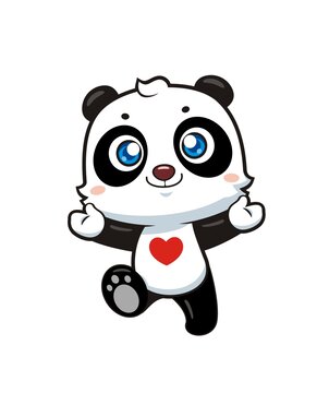 卡通可爱爱心熊猫