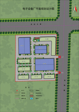 电子设备工厂彩色平面设计图