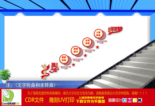 楼梯中国梦文化墙