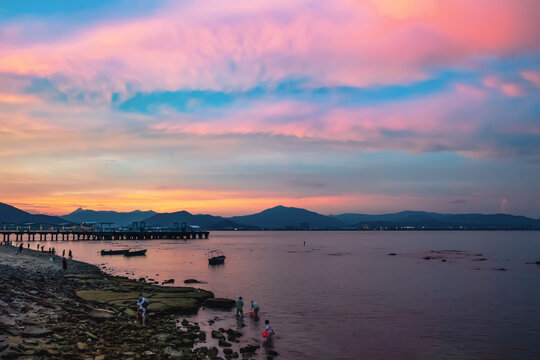 西岛海边晚霞