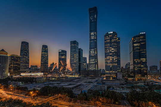 北京国贸cbd商业区夜景