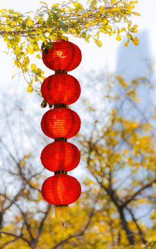 深圳春节城市街头灯笼串
