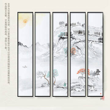 手绘水墨山水装饰画