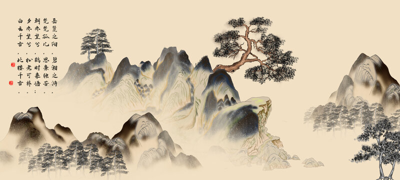 传统水墨山水画