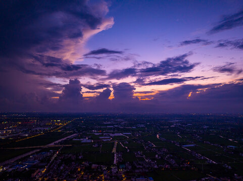 上海傍晚夕阳