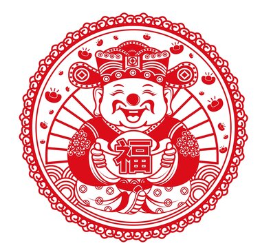 静电贴财神新年