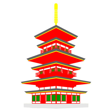 日本塔轴测插画图
